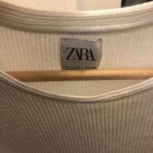Zara ribbed white tee, L
